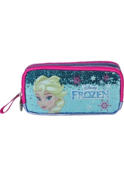 Frozen Elsa Iki Bölmeli Simli Kalemlik Çanta Lisanslı