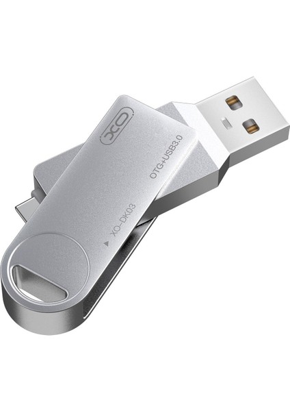 XO-DK03 64GB Metal Gövdeli Koruyucu Tasarım Usb+Usb-C Bellek Flash Disk