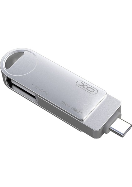 XO-DK03 64GB Metal Gövdeli Koruyucu Tasarım Usb+Usb-C Bellek Flash Disk