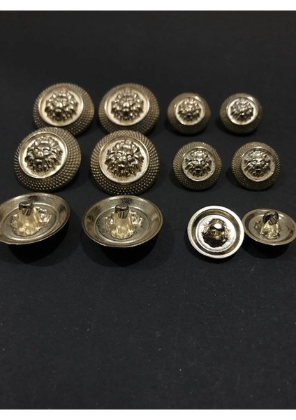 12 Adet Karışık Boy Aslan Desenli Gold Renk Trençkot,Kaban Ve Blazer Ceket Düğmesi Takımı modelleri