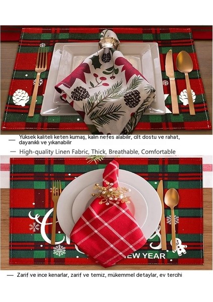 45CM Noel Pamuk Keten Isı Yalıtım Placemats (Yurt Dışından) fırsatları