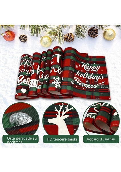 45CM Noel Pamuk Keten Isı Yalıtım Placemats (Yurt Dışından) modelleri