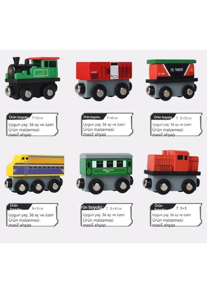 Çocuk Ahşap 12 Küçük Tren Eğitici Oyuncak Seti (Yurt Dışından)