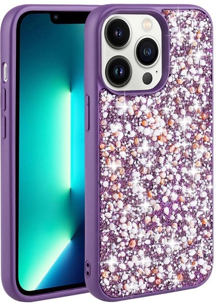 Apple iPhone 12 Pro Max Kılıf Parlak Taşlı Tasarım Stone Linea Kapak