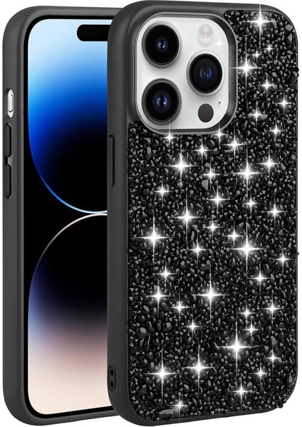 Apple iPhone 14 Pro Kılıf Parlak Taşlı Tasarım Stone Linea Kapak
