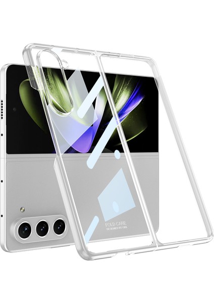 Samsung Galaxy Z Fold 5 Kılıf Full Camlı Şeffaf Kapak