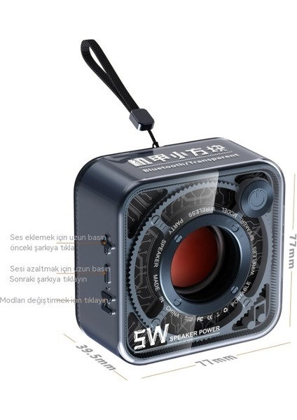 Açık Taşınabilir 5W Şeffaf Mecha Tarzı Kablosuz Bluetooth Hoparlör1 (Yurt Dışından) fırsatları