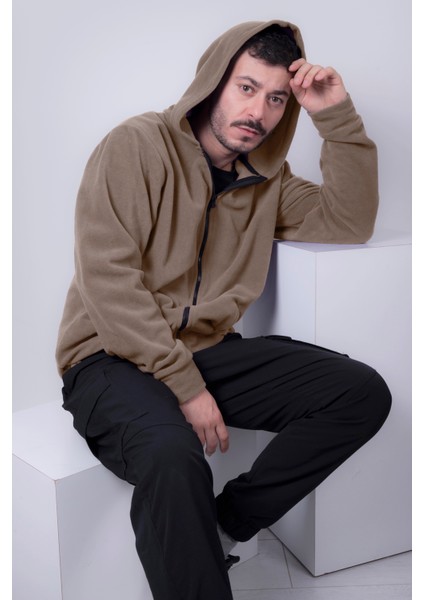 Kadın Erkek Fermuarlı Kapşonlu Polar Sweatshirt