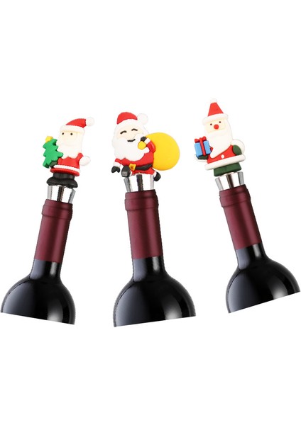 Iki Paket Noel Baba Pvc Malzeme Kırmızı Şarap Tıpası (Yurt Dışından)