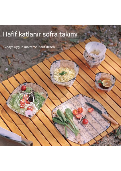 900 ml Açık Ev Partisi Ultra Hafif Katlanır Taşınabilir Yemek Tabağı (Yurt Dışından)