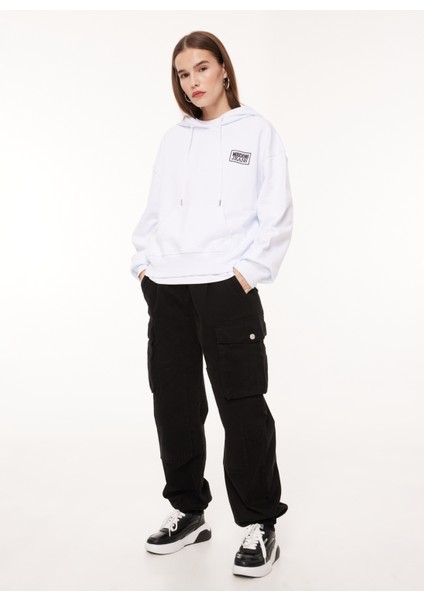 Jeans Kapüşon Yaka Düz Siyah Kadın Sweatshırt A1712 modelleri