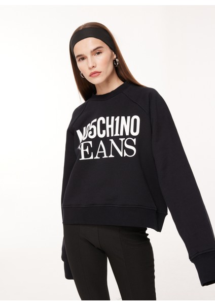 Jeans Bisiklet Yaka Düz Siyah Kadın Sweatshırt J1714 modelleri