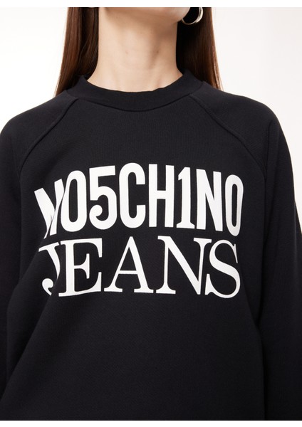 Jeans Bisiklet Yaka Düz Siyah Kadın Sweatshırt J1714 fırsatları