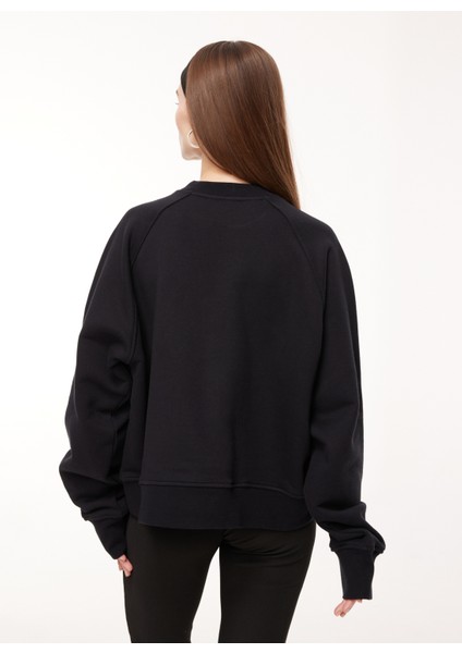 Jeans Bisiklet Yaka Düz Siyah Kadın Sweatshırt J1714 indirimleri