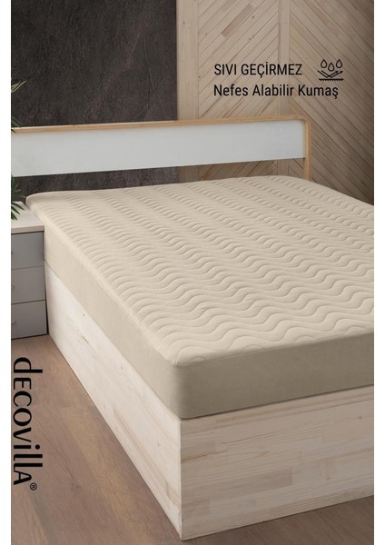 Micro Kapitone Fitted Full Kenar Su Sıvı Geçirmez Yatak Koruyucu Alez Çarşaf Kum Beji fiyatları
