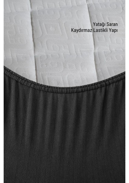 Micro Kapitone Fitted Full Kenar Su Sıvı Geçirmez Yatak Koruyucu Alez Çarşaf Kömür Grisi