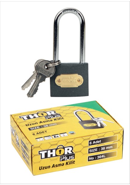 Gri Uzun Asma Kilit Thor No:38 mm