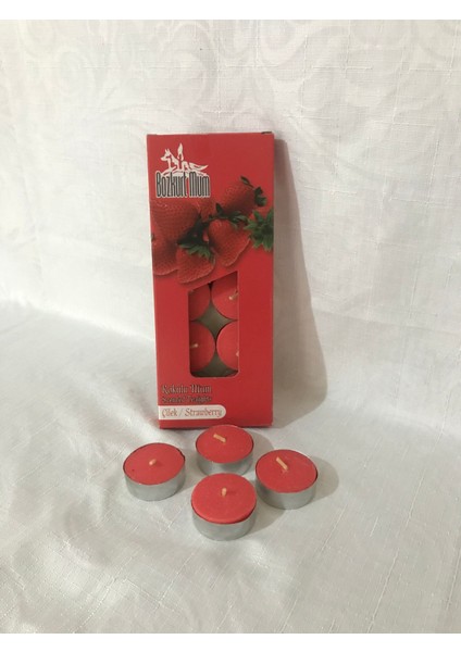 Kaya Mum 10'lu Çilek Kokulu Kırmızı Tealight Mum