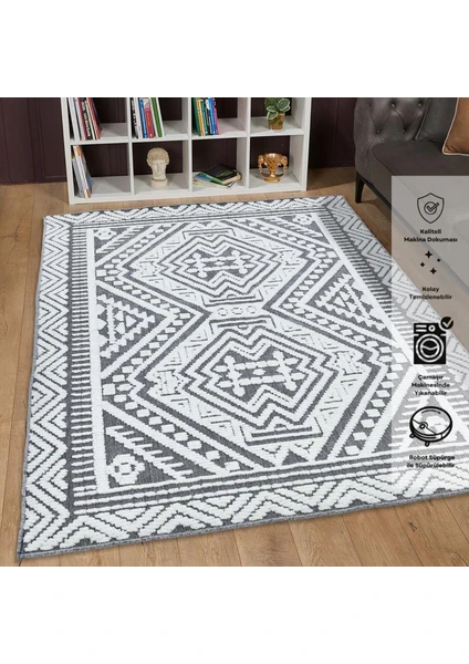 Giza Home Chenille Gri Yumuşak Yıkanabilir Çocuk Odası Oturma Odası Salon Mutfak Halısı N3