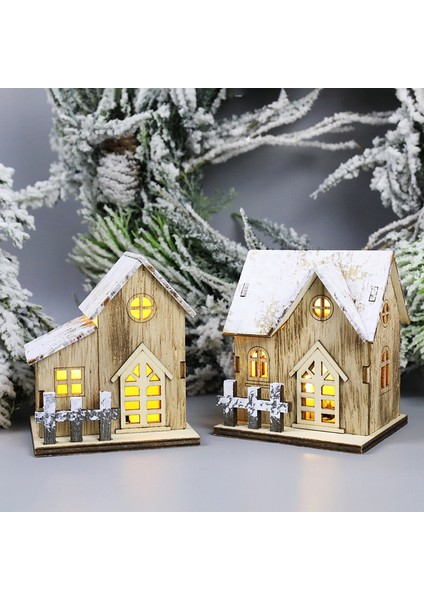 Yeni Noel Dekorasyonu Işıklı Kabin LED Ahşap Noel Kabin Noel Masaüstü Süsleri Kolye (Yurt Dışından)