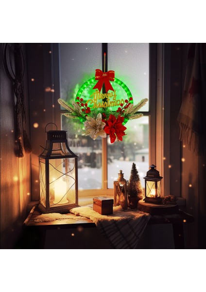 Noel Çelenk Pencere Aksesuarları Rattan Kolye Noel Parlayan Kırmızı Meyve Asılı Süsler Tatil LED Işıkları (Yurt Dışından) modelleri