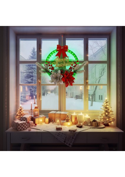 Noel Çelenk Pencere Aksesuarları Rattan Kolye Noel Parlayan Kırmızı Meyve Asılı Süsler Tatil LED Işıkları (Yurt Dışından) fırsatları