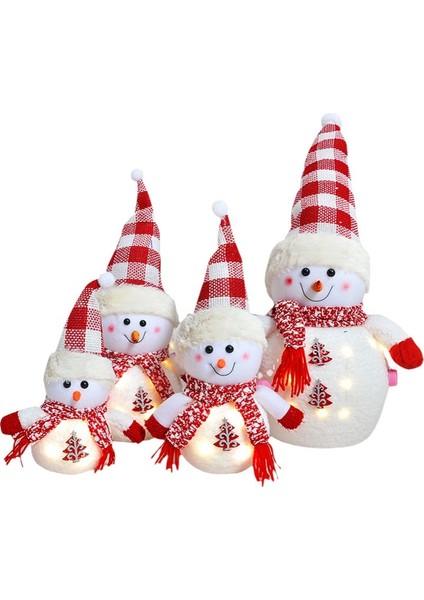 Noel Kardan Adam Aydınlık Muppet Bebek Sevgilisi Hediye Iskoç Bez Bebek Süs Noel Dekorasyon LED (Yurt Dışından)