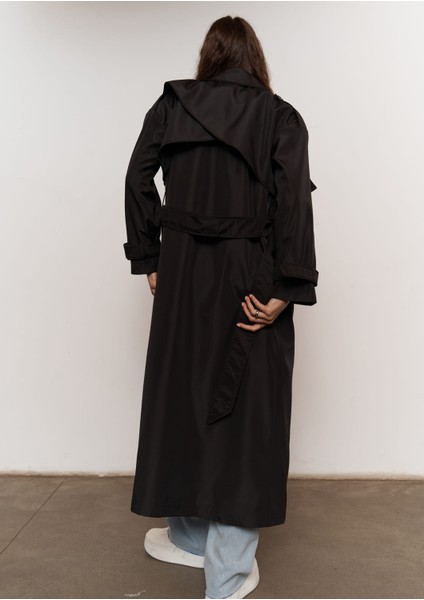 Femme Siyah Oversize Trençkot