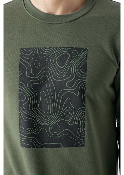 Erkek Haki Trend Bisiklet Yaka Sweat-Shirt indirimleri