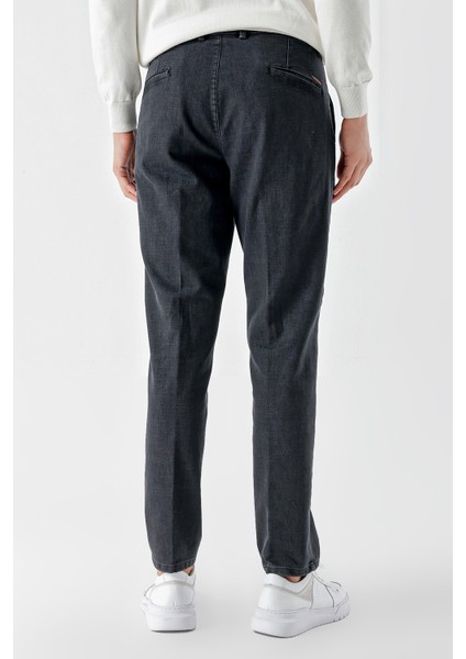 Erkek Siyah Pamuk Yan Cep Dynamic Fit Chino Pantolon