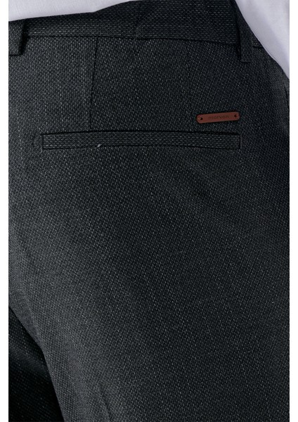 Erkek Füme Poliviskon Trend Desenli Dynamic Fit Classic Pantolon