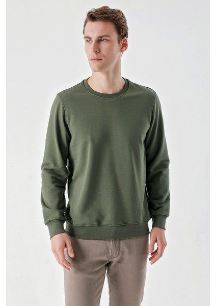 Erkek Yeşil Basic Bisiklet Yaka Sweat-Shirt fiyatları