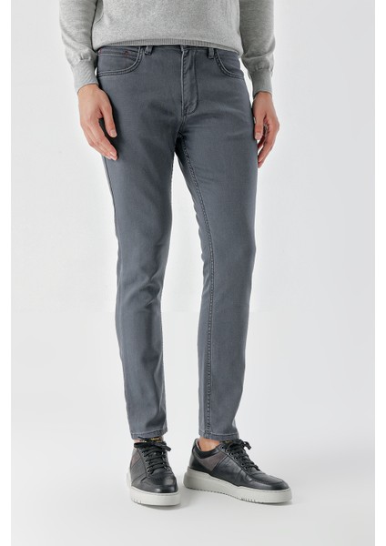 Erkek Füme Mevsimlik Pamuk 5 Cep Slim Fit Jean Pantolon