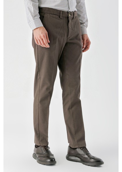 Erkek Kahve Pamuk Yan Cep Dynamic Fit Chino Pantolon modelleri