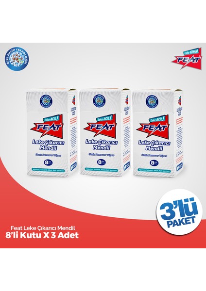 Leke Çıkarıcı Mendil -8'li 3 Kutu (24 Adet Mendil)