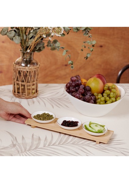 Bambu Servisli 3'lü Çerezlik ve 26 cm Kase