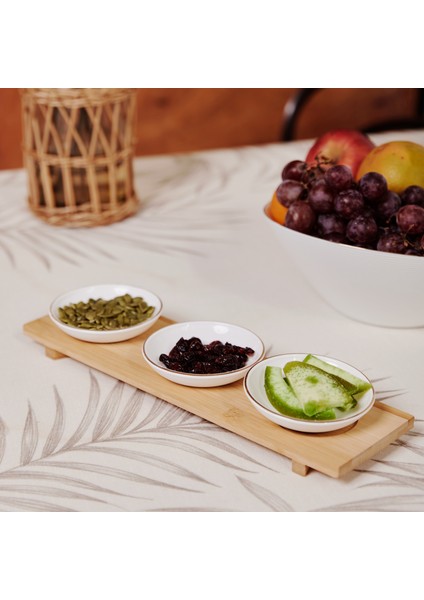 Bambu Servisli 3'lü Çerezlik ve 26 cm Kase