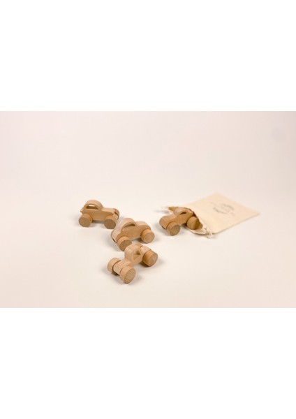 Bebek Çocuk Ahşap Oyuncak Araba 2'li Set