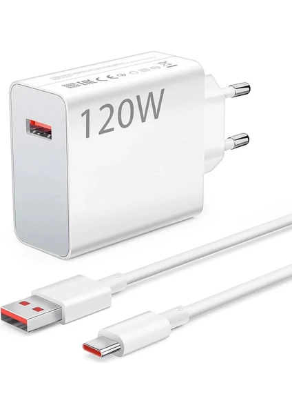 Eco Center Xiaomi Huawei Oppo Poco Uyumlu Turbo 120W Hızlı Şarj Destekli Adaptör ve Kablo Seti