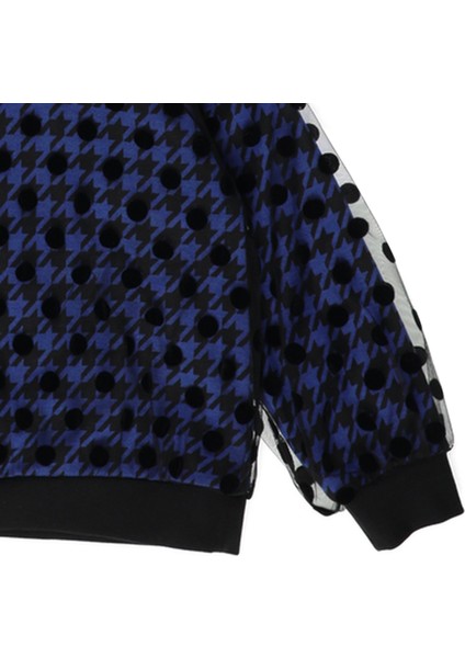 Kız Çocuk Puantiyeli Tül Detaylı Kapüşonlu Sweatshirt modelleri