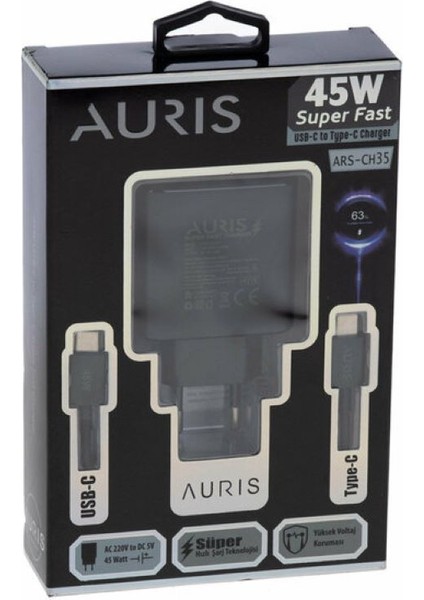 Şarj Aleti Turbo Fast Ev Tipi Pd 45WATT 2 In 1 Süper Hızlı KABLO+ADAPTÖRARS-CH35 Type-C Kablo