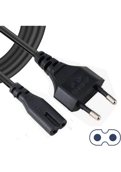 Teyp Fiş - Notebook Adaptör Power Kablosu 2 Pin - 1.5 Metre