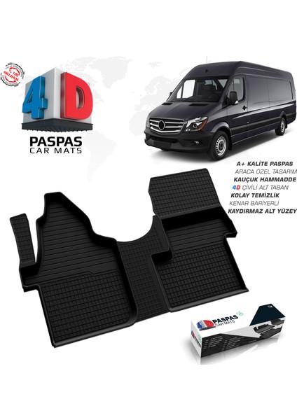 S-Dizayn Mercedes Sprinter W906 4D Havuzlu Paspas 2006 Üzeri Ön Tek Koltuk