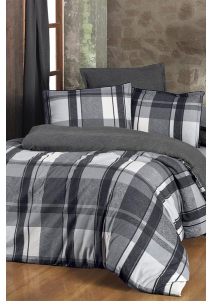 Markis Gri Çift Kişilik Pamuk Flanel (Pazen) Nevresim Takımı