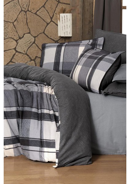 Markis Gri Çift Kişilik Pamuk Flanel (Pazen) Nevresim Takımı modelleri