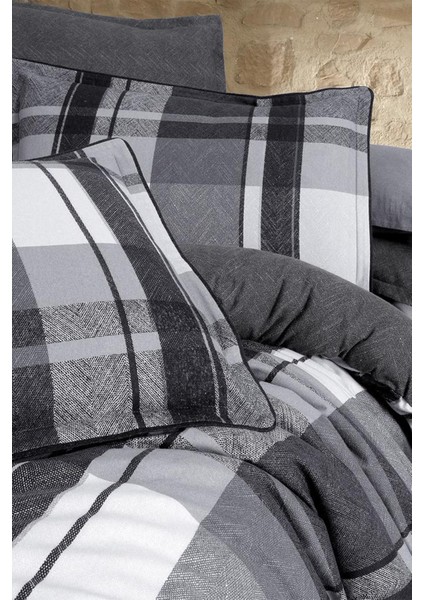 Markis Gri Çift Kişilik Pamuk Flanel (Pazen) Nevresim Takımı indirimleri