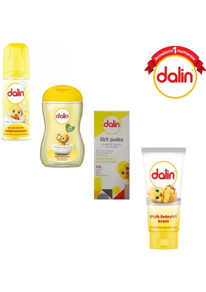 Bebek Kolonyası 150 Ml+Bebek Şampuanı 200 Ml +Likit Pudra 100 Ml + Pişik Kremi 30 Ml