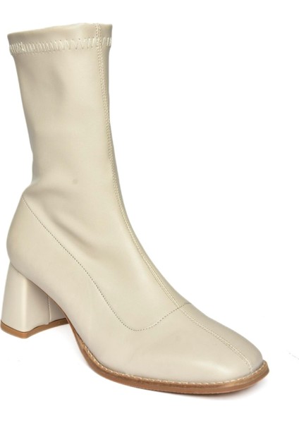 R404200109 Bej Streç Kalın Topuklu Kadın Bot indirimleri