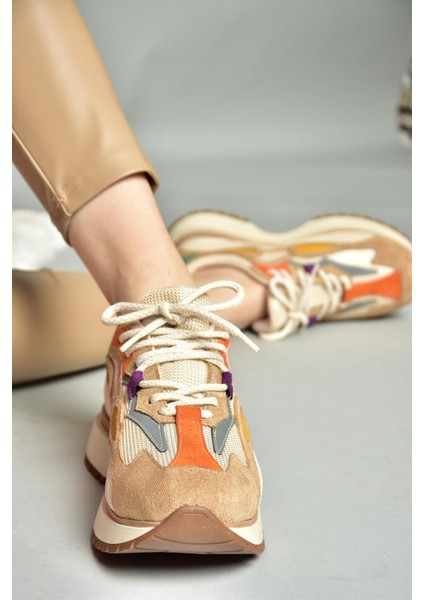 R312510504 Bej/turuncu Kumaş Kadın Spor Ayakkabı Sneakers fırsatları