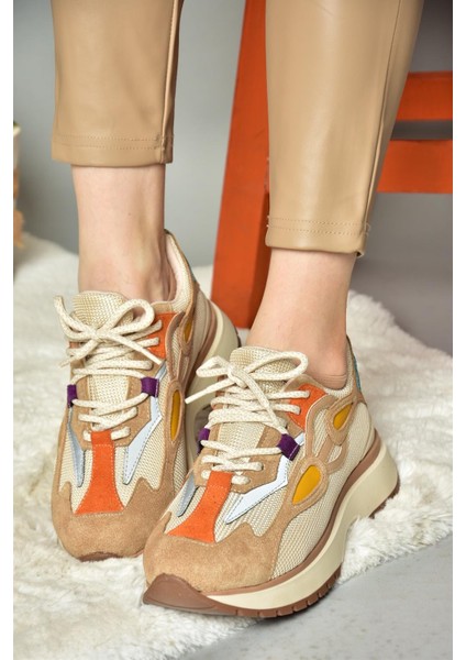 R312510504 Bej/turuncu Kumaş Kadın Spor Ayakkabı Sneakers indirimleri